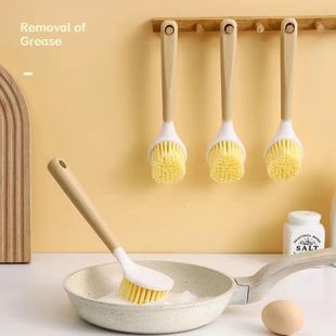 Long Handle Cleaning Brush Pot Brush Household Kitchen Brush Pot Dishwashing Artifact Wash Pot Oil-free Brush Brush Bowl Degreasing