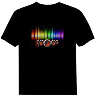 Luminous T-shirt men and women with cross-border Amazon disco net red bar nightclub led voice-activated luminous short sleeve wholesale