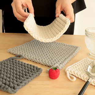 Hand-Woven Heat Insulation Mat Japanese Style Thickened Tea Cup Mat Anti-scalding Cup Mat Cotton and Linen Place Mat Plain Plate Mat for Dining Table Heat Insulation Mat