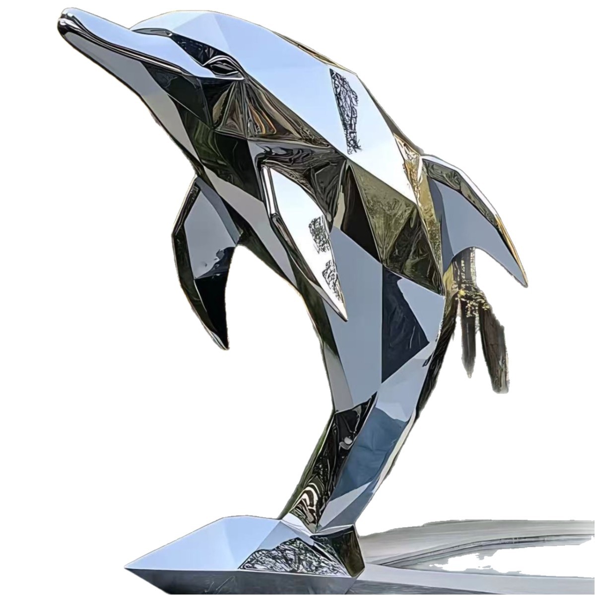 Large Stainless Steel Sculpture Customized Outdoor Garden City Landmark Abstract Mirror Water Feature Internet Celebrity Check-In Ornaments