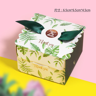 New Chan European Style New Wedding Candy Candy Box Wedding Square Marble Bronzing Wings Ribbon Candy Box