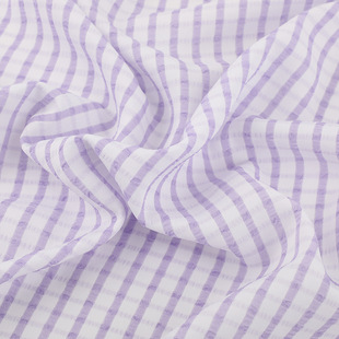 in stock spring and summer polyester stretch twill wrinkled bubble plaid yarn-dyed fashion dress shirt fabric