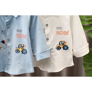 Children's Shirt Cartoon Thin Top Cotton Boys' Long Sleeve Shirt Baby Coat Spring and Autumn Baby Children's Clothing Girls'