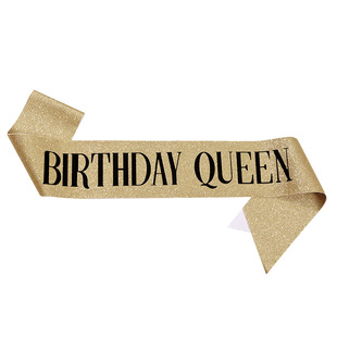 European and American fashion birthday party glitter cloth ribbon birthday queen birthday girl shoulder strap etiquette belt