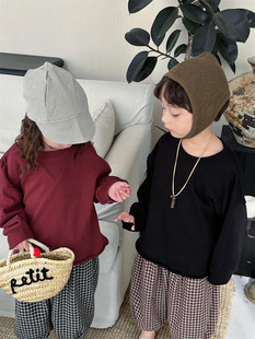Jiaye children's 2024 spring new children's round neck long-sleeved shirt men's and women's fashionable loose frayed sweater