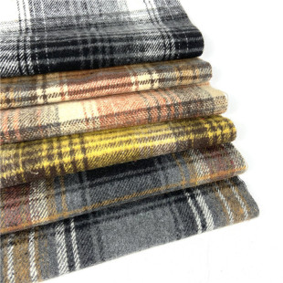 Yarn-dyed twill brushed flannel plaid shirt jacket fabric autumn and winter woolen coat skirt Plaid