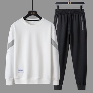 2024 Spring Men's Casual Sports Two-Piece Fashionable Brand Trendy Handsome Style Sweatshirt Pants Loose Fashion Men's Sportswear