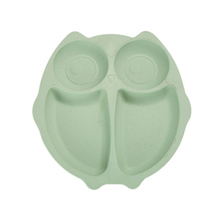 Creative Plastic Drop-resistant Owl Children's Separated Dinner Plate Wheat Platycodon grandiflorum Fat Reduction Dinner Plate Spoon Chopsticks Fork Set