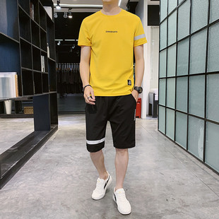 Men's Casual suit Sports Summer Running Short-sleeved Shorts Men's Clothing Set with Handsome Summer New T-shirt