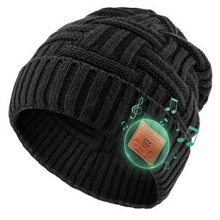 Temu, TK foreign trade supply Bluetooth hat Europe and the United States creative fleece-lined coarse grain boutique music headphones knitted cold cap