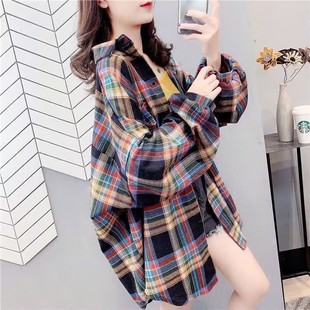 Plaid Shirt Women's Korean Style Design Sense Spring and Autumn Retro All-match Loose Shirt Sunscreen Inner Jacket