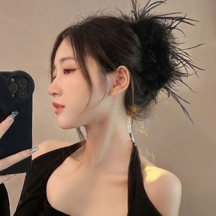 Pure Desire Feather Clip Ins Style Ostrich Hairpin Back Head Super Fairy Hair Accessories Advanced Sense Clip Mao Mao Shark Clip