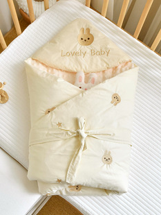 Newborn baby quilt pure cotton autumn and winter thickened baby delivery room swaddling comfort peas out windproof quilt