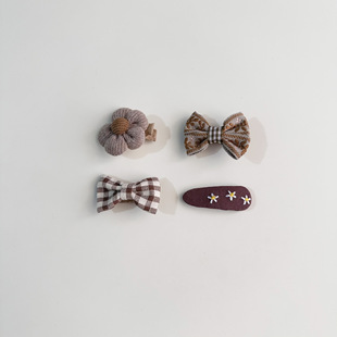 Korean Baby Hair Clip milk brown Bow Children's Clip Bangs Clip No Hair Injury Girls' Side Broken Hair Clip