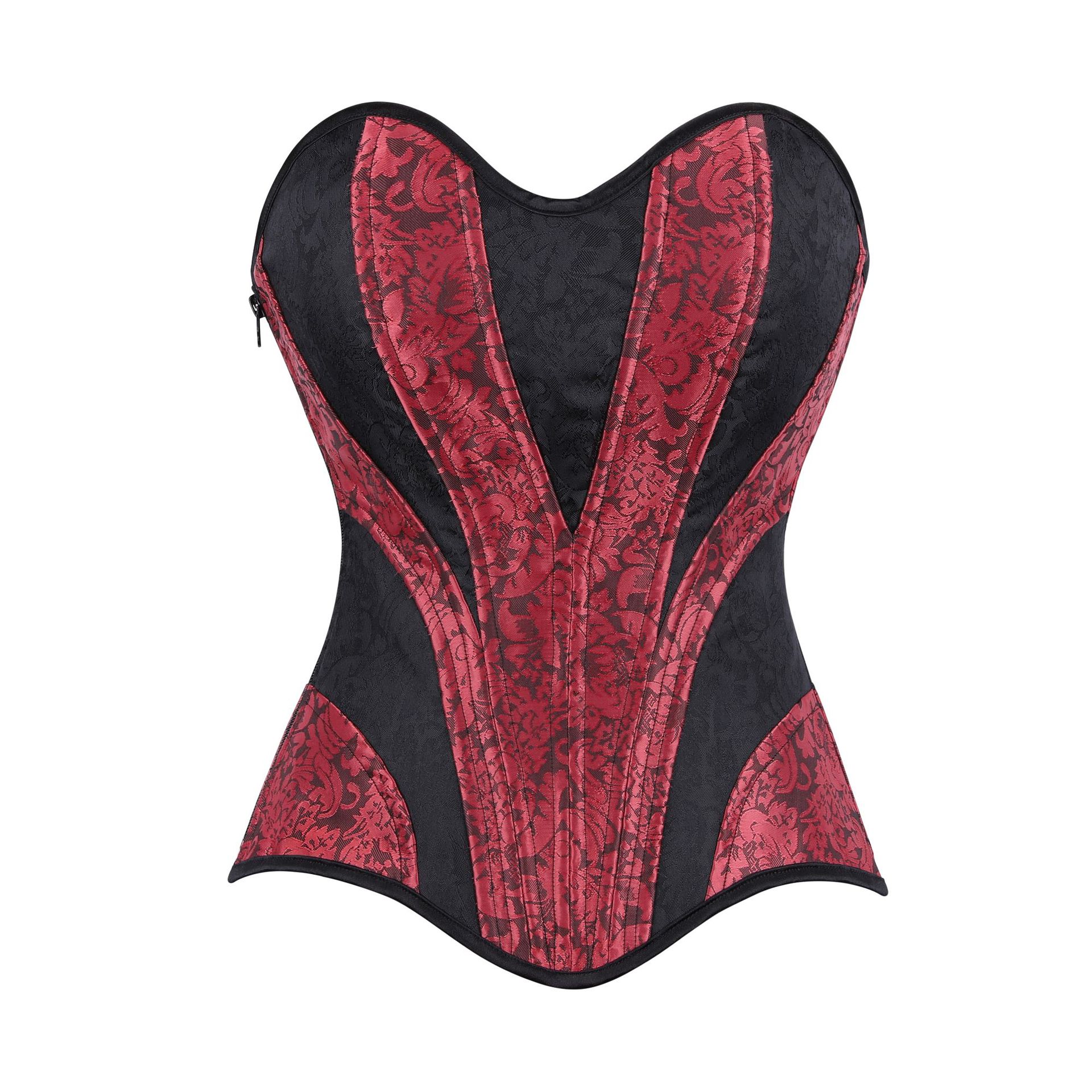 Gothic Style Retro Jacquard Color-Blocked Waist-Cinching Corset, Court-Style Shapewear for Halloween Party Performance