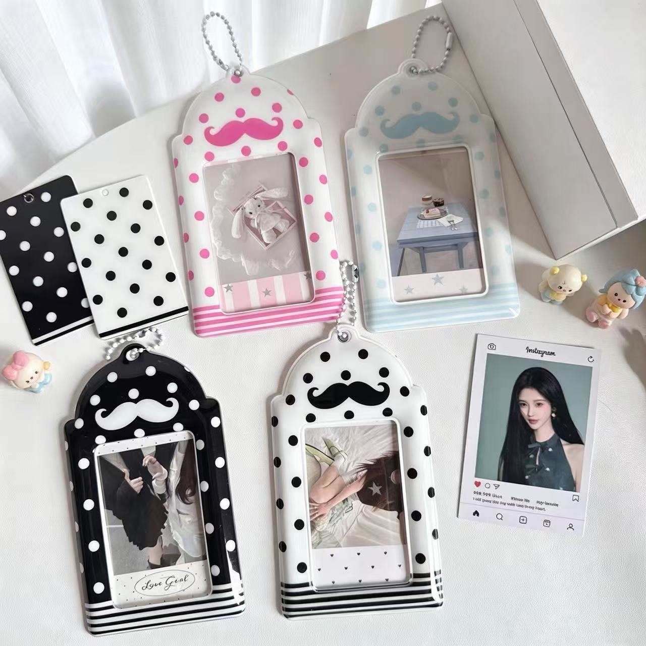 Ins Style Cute Card Holder with Beard Design, Idol Photo Storage and Protection Cover, Id Card Holder