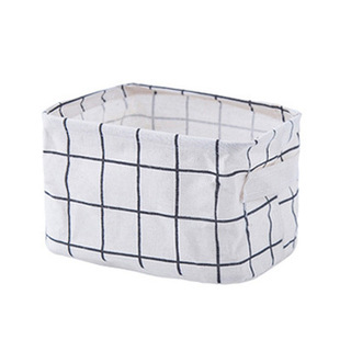 Printed Cotton and Linen Storage Basket with Handle Sundries Storage Basket Fabric Desktop Cosmetic Storage Box Storage Basket