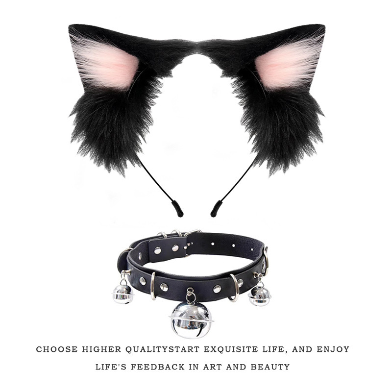 Cosplay Cat Ear Headband Cat Tail Jewelry Handmade Cute Cat Girl Animal Ear Hair Accessories Animal Tail Accessories Set