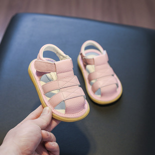 Baby Sandals Men's New Baby Soft Sole Toddler Shoes 0-1-3 Years Old Girls Summer Breathable Leather Soft Sole Shoes