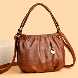 Cross-border exclusive 2023 new women's pleated bag fashionable all-match soft fabric portable shoulder crossbody women's bag