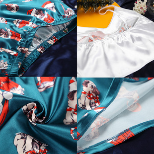 Printing Series Digital Printing Pajamas Cartoon Christmas Satin Satin Package Material to Figure Sample Printing Sheet