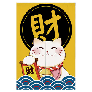 Дверная занавеска Lucky Cat в японском стиле, тканевое укрытие, занавеска-перегородка без перфорации, простая новая трансграничная поставка из хлопка и льна
