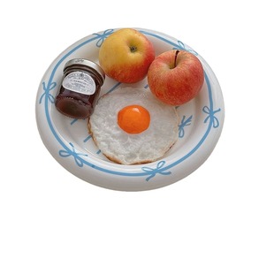 South Korea Ins Girl Heart Bow Doodle Disc Creative Breakfast Dessert Cake Pasta Plate Dish Plate Jewelry Plate