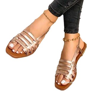 Wish Foreign Trade 2024 Summer New Flat Round Toe Casual Sandals Women plus size 40-43Sandals