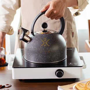New BLack Spray Point StainLess SteeL WhistLe Water KettLe for Tea and Coffee European and American WhistLe Water KettLe 2.5L Kitchenware WhistLe Water KettLe