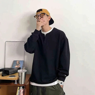 Autumn and winter fake two-piece fleece-lined jacket men's 2024 new Korean version of loose casual Joker inner jacket men's wholesale