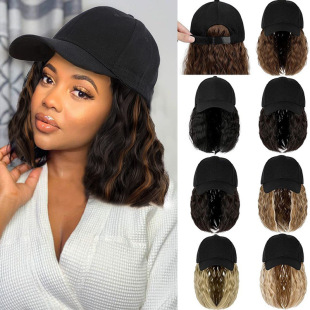 Foreign trade new ladies hat wig one-piece cap corn whisker wave head fashion simulation hair full head cover