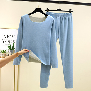 Silk velvet seamless thermal underwear suit women's autumn and winter wear autumn clothes autumn pants slim base two-piece set