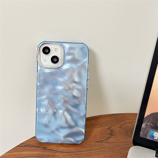 Simple Apple 11 Niche Personality 12Pro Water Ripple Solid Color 13 Mobile Phone Case 15Pro Max Internet Celebrity Suitable for Ins