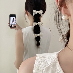 Gentle Versatile Milk White Lace Bow Duckbill Clip Bangs Side Clip Girl's Hair Accessories Horsetail Accessories Hairpin