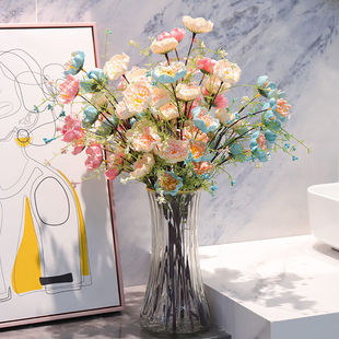 Light Luxury High-end Artificial Flower Decoration Rhododendron Fake Flower Living Room Dining Table Dried Flower Decoration Flower Home Decoration