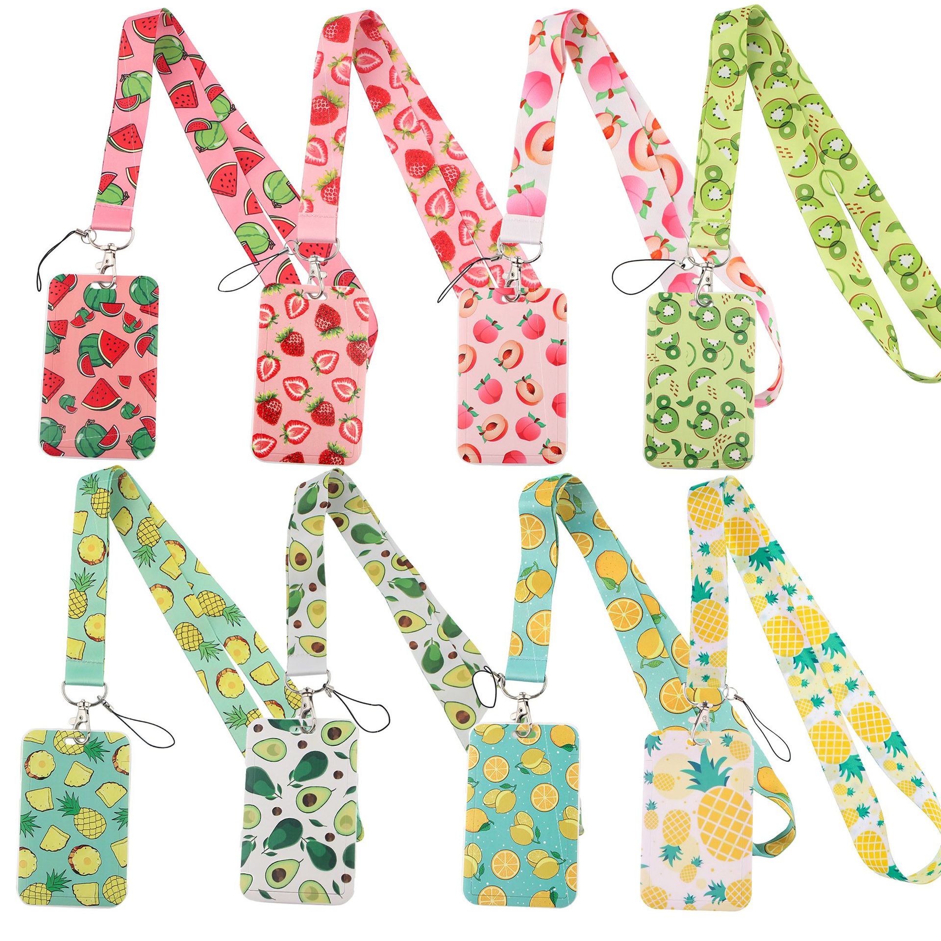 Summer Fruit Coconut Strawberry Lemon Mobile Phone Lanyard Card Holder Student Card Bus Card Holder Id Hard Shell Protective Case