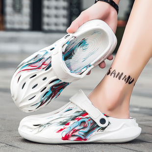 Hole Shoes Men's Summer Trend Outer Wear Non-slip Dual-use Baotou Slippers Beach Soft Sole Casual Sports Sandals