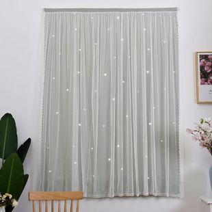 Net Celebrant Curtain Finished Product Hole-free Installation Velcro Paste Shading Simple Screen Curtain for Bedroom Bay Window
