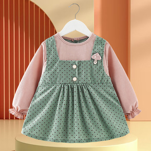 Baby Girl's Overalls Autumn and Winter Outer Wearing Western-style Princess Skirt Children's Dining Bib Waterproof Dirty-proof Apron Baby's Guard