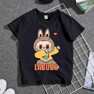 Летняя Labubu Labubu аниме-анимация с короткими рукавами для мужчин и женщин с двумя модными футболками повседневный дикий топ
