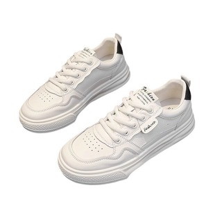 Thick-soled fashion versatile white shoes women's 2024 autumn new versatile leather casual sports low-top board shoes ins