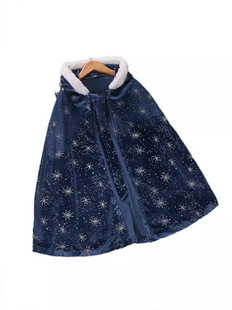Children's Shawl Outer Wear Aisha Poncho Korean Velvet Snowflake Print Poncho Fashionable Windshield Little Girl's Sand Poncho Coat