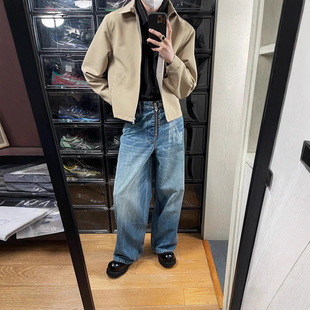 Высокий товарный ретро Харрингтон тысяча птиц Exhibitive Jacket мужской весенний свободный повседневный короткий широкий отворот куртка топ