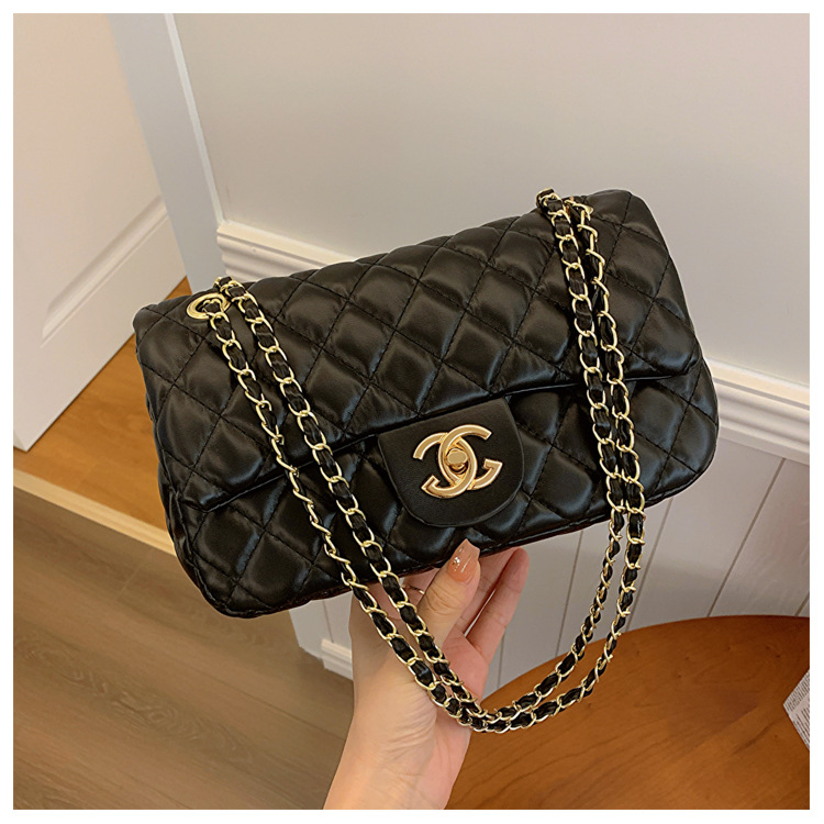 Cross-border new women's bag 2023 new simple fashion rhombus Chanel style shoulder messenger bag small square bag bags