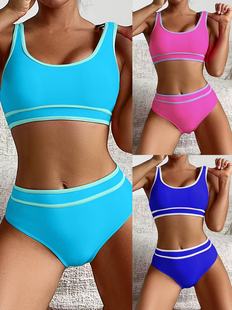 2025 European and American Cross-border New Women's Sexy Thin Belt Back Strap Strap Split Bikini Swimsuit