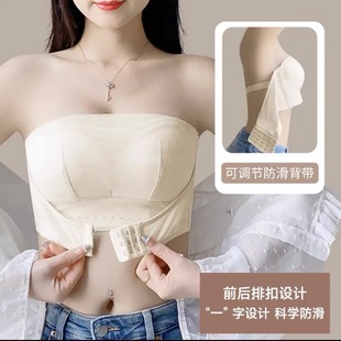 high quality Non-slip Strapless Underwear Women's Large Chest Showy Small Anti-glare Strapless Thin Invisible Beautiful Back Bra