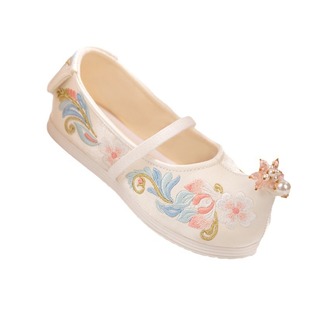 Qianyi 2024 spring new Chinese style baby handmade performance cloth shoes beaded ancient style children's Hanfu embroidered shoes