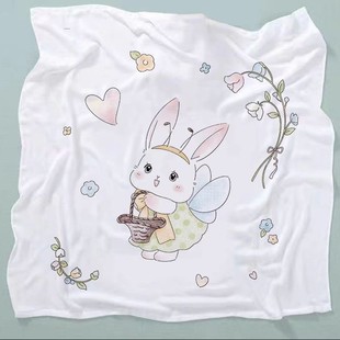 Bamboo Fiber Newborn Bath Towel Cartoon Printed Gauze Double-Layer Children's Quilt Summer Super Soft Absorbent Baby Ice Silk Bath Towel