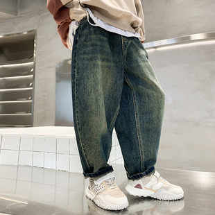 Boys' Sports Pants Spring and Autumn 2025 New Children's Street-Fried Trousers Big Children's Spring Western Style Jeans Trendy