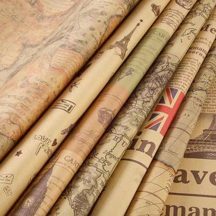 Cross-border Amazon Wholesale Internet Celebrity Kraft Wrapping Paper Retro Style Bouquet Wrapping Paper Bag Book Cover Gift Wrapping Paper